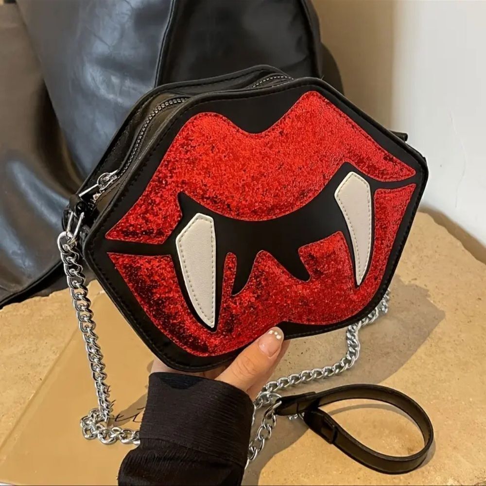 MISSLOOK Red and Black Crossbody Bag with Decorative Accents